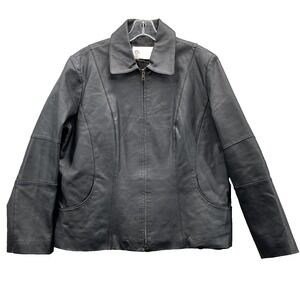 Chadwick's Leather Jacket Womens XL Black‎ Coat Moto Biker Punk Rock Academia